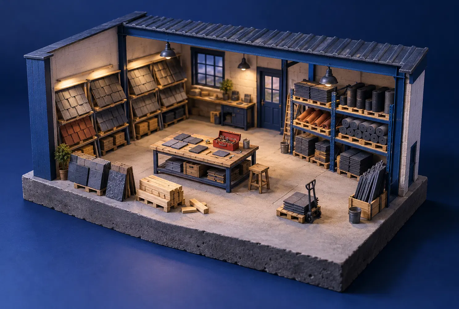 Illustration of roofing businesses and their working space